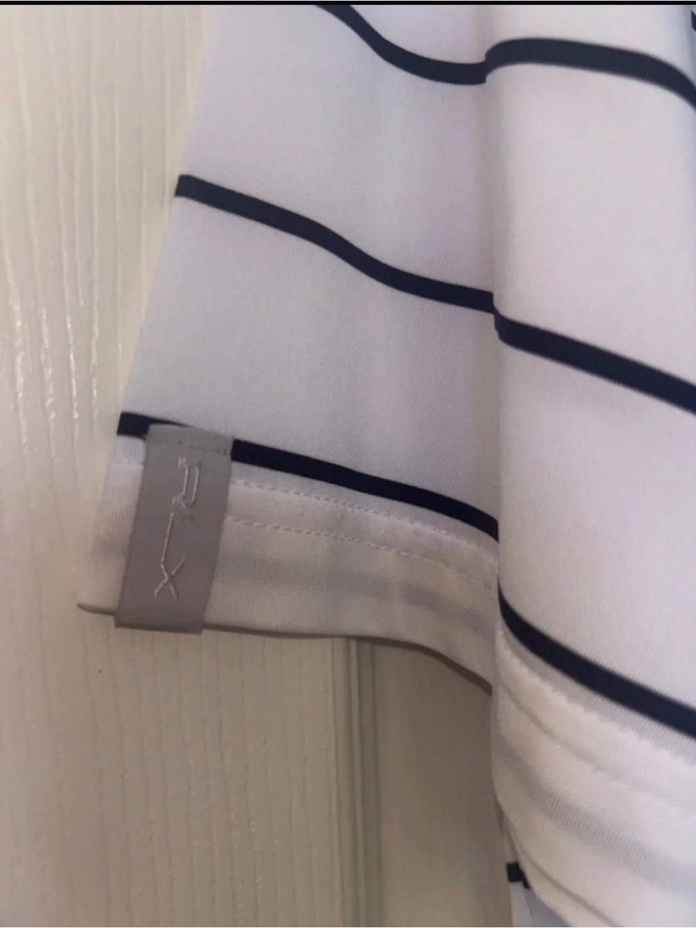 Ralph Lauren White Polo with Navy Horizontal Stripes